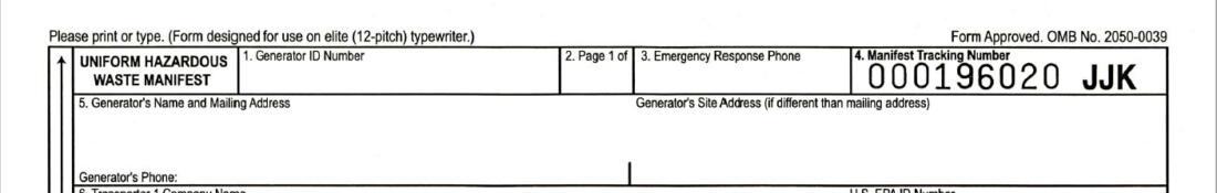 Uniform haz waste manifest title