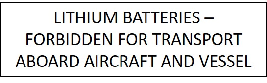 Lithium battery medium forbidden air and vessel