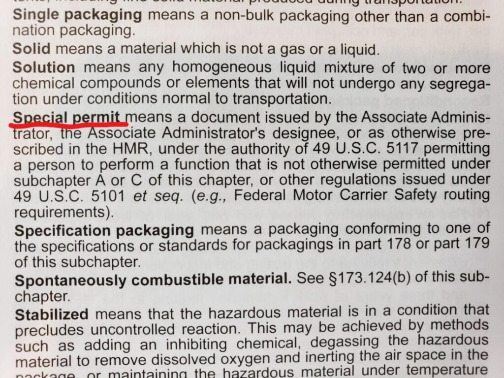 Definition of special permit