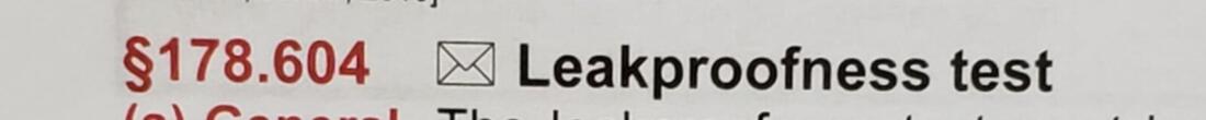 49 CFR 178.604 Leakproofness Test