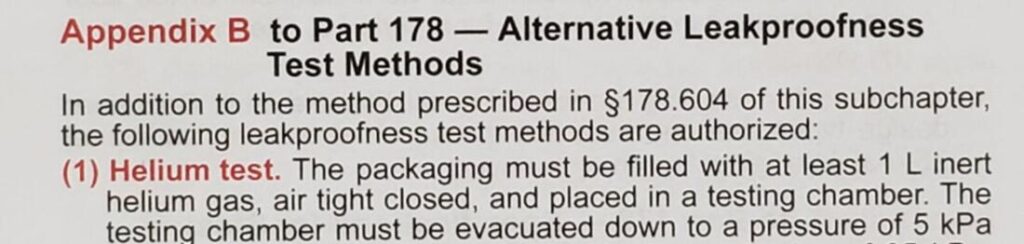 appendix B to part 178 - Alternative leakproofness test methods