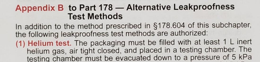appendix B to part 178 - Alternative leakproofness test methods